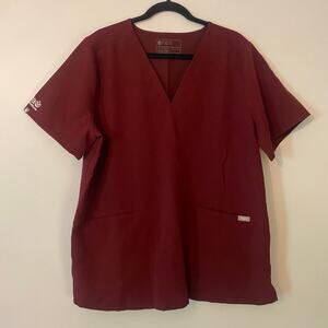 FIGS Burgundy Red Casma Two Pocket Scrub Top Uniform Nurse Dr Women's size XXL